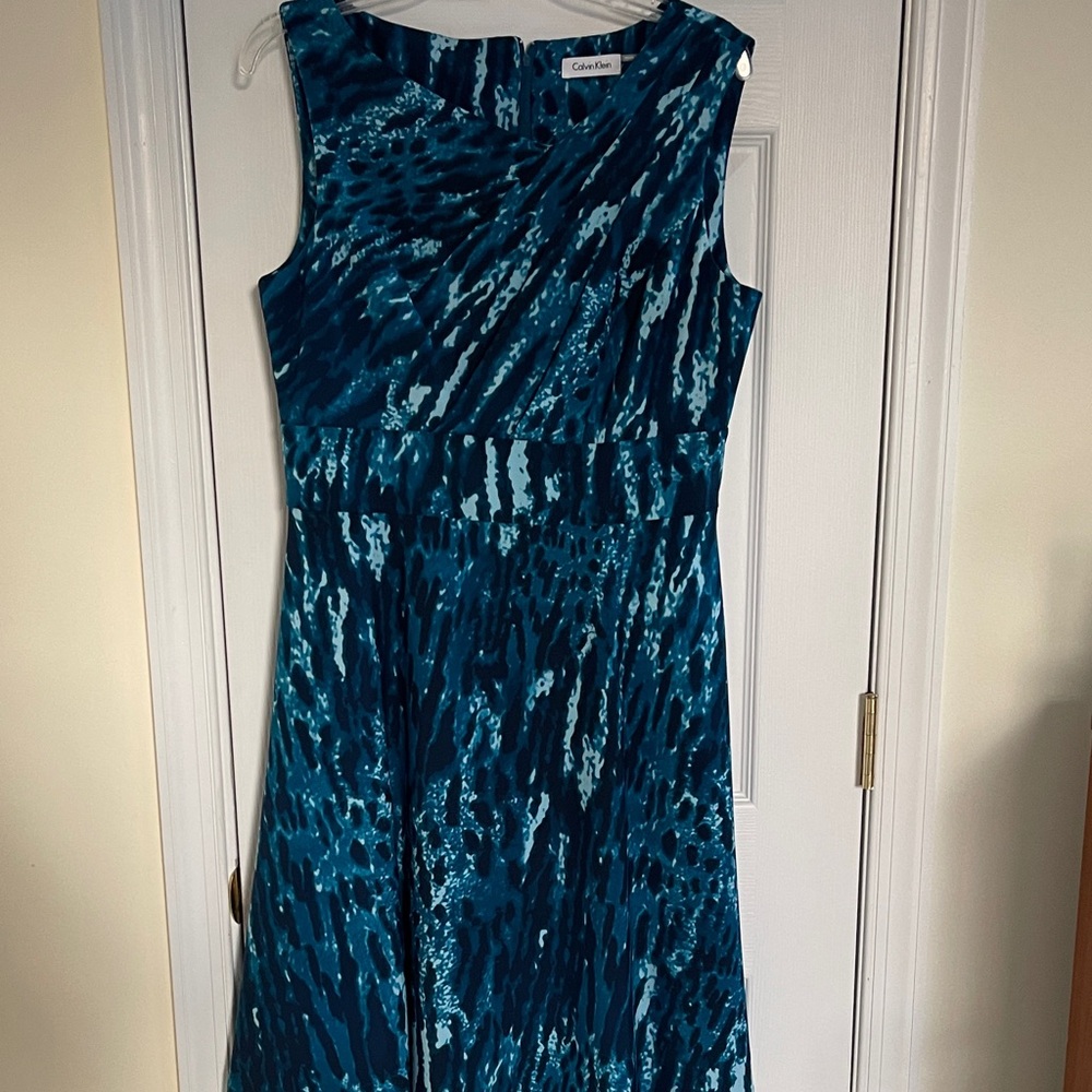 Calvin Klein Blue Patterned Dress
